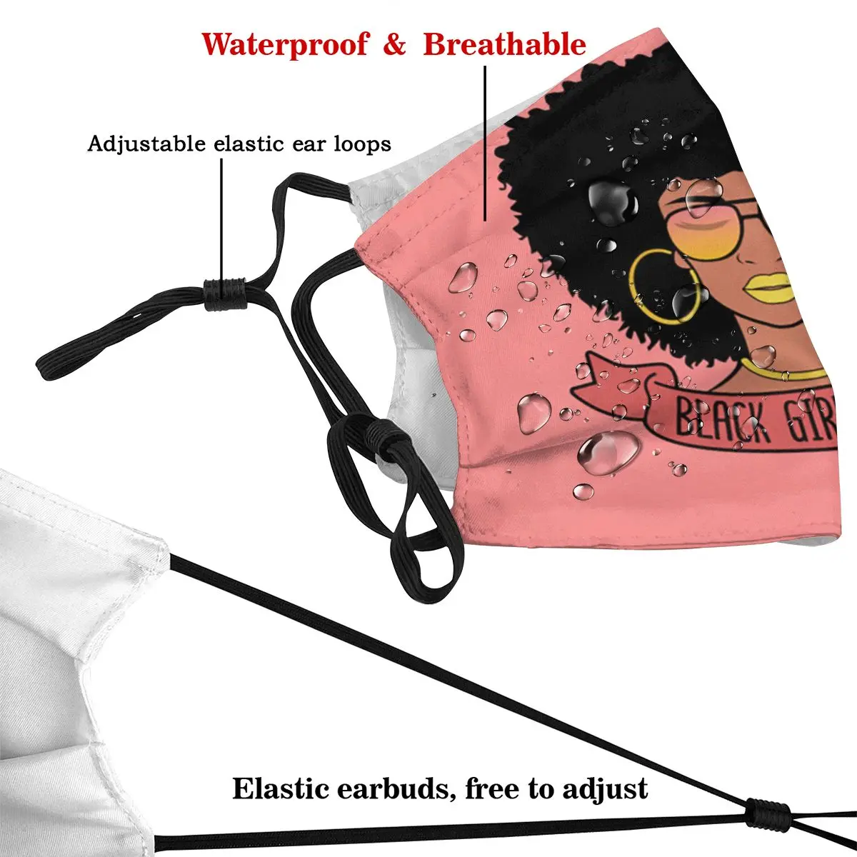 

Black Girl Magic Dust Mask with PM2.5 Filter Activated Carbon for Adult Facemask Mouth Reusable