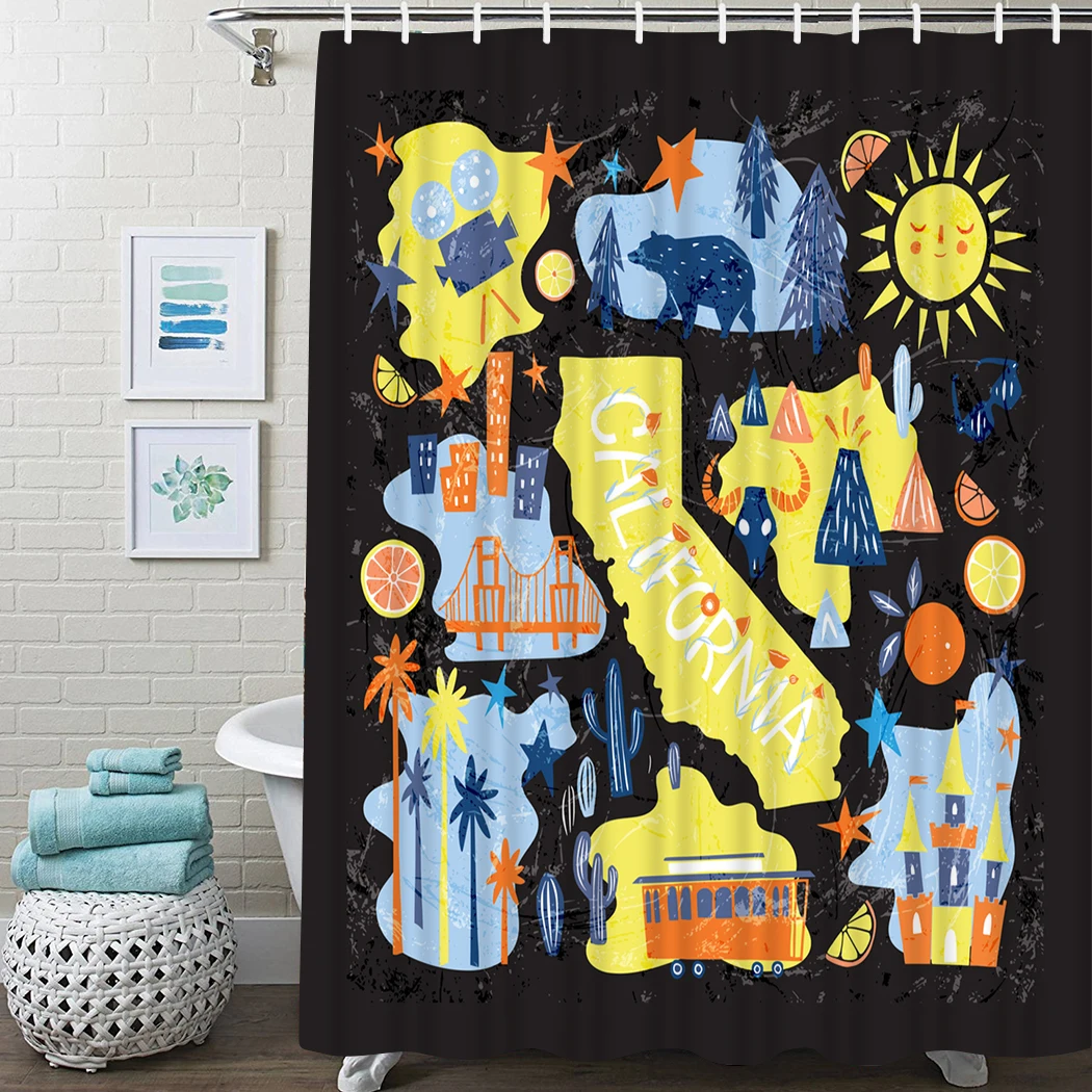 

Funny Shower Curtain Cat Hold Coffee Baguette Shower Curtain Waterproof Fabric For Bathroom Decor Shower Curtains Set With Hooks