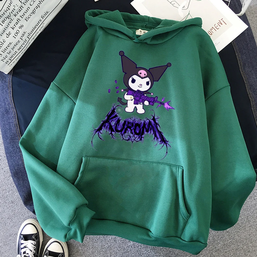 

Hoodie y2k goth kawaii anime Kuromi sweatshirt 2021 winter color sweatshirt long-sleeved winter plus velvet plus size clothing