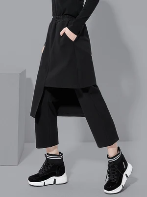 Юбка-брюки в европейском и американском стиле повседневные Прямые Асимметричные