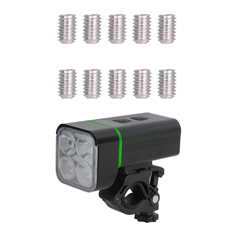 

10PCS Bicycle Pedal Studs Steel No-Ski Bolts Pin Nail For Cycle Pedals M4 6X3.9Mm & 1Set Bike Light USB Rechargeable