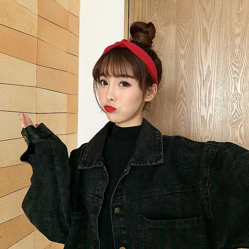 

Black Denim Short Jackets Women Loose Single Breasted Button Pockets Korean Style Chic Retro Harajuku Casual Streetwear Womens