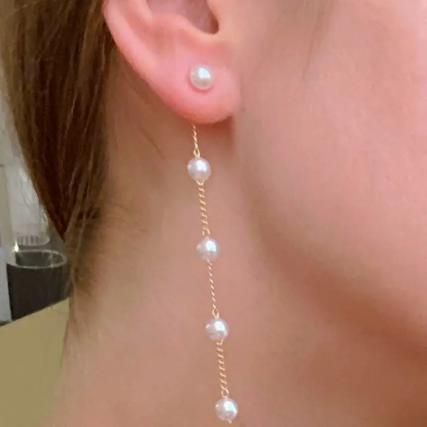 2021 новый тренд женские длинные серьги с искусственным жемчугом белые круглые