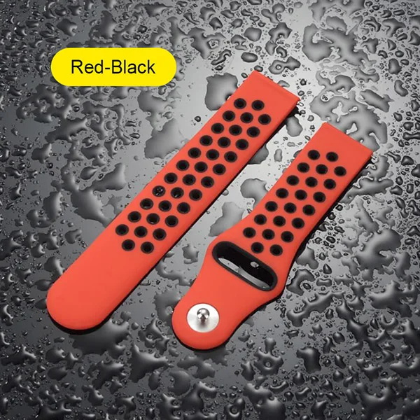 Red Black UEBN 20 мм силиконовый сменный дышащий ремешок для часов xiaomi Huami ремень Amazfit GTS/GTR 42 мм/Bip спортивные наручные часы - Цвет ремешка: Red Black