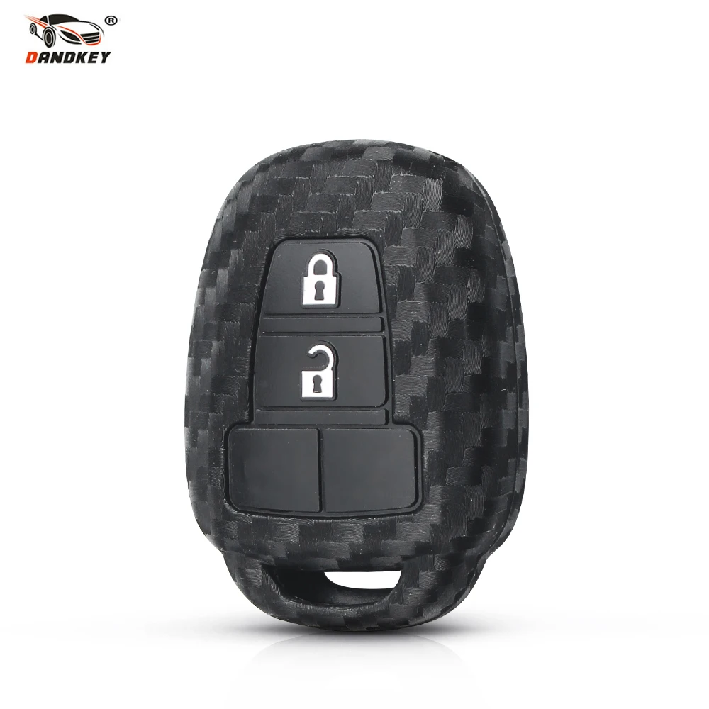 

Dandkey Fob Силиконовый чехол для ключей от машины для Toyota CAMRY RAV4 Prius Corolla 2012 2013 2014 2015 защитный чехол из углеродного волокна