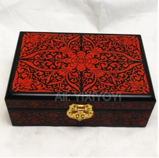 Ретро старинный китайский ручной замок деревянная коробка 2 слоя Сердце цветок