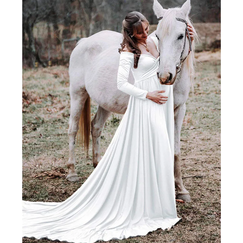 Платья для беременных с длинным хвостом фотосессии реквизит платья макси одежда