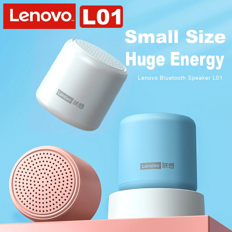 

Lenovo L01 Mini Bluetooth Speaker IPX5 Waterproof Wireless Portable Bass for Outdoors Home Loudspeaker Black Pink Blue White