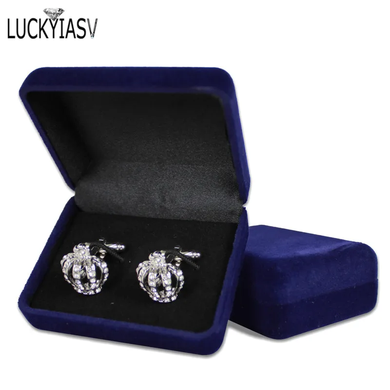 Черный бархат запонки Подарочная коробка Для мужчин рубашка Запонки переноски