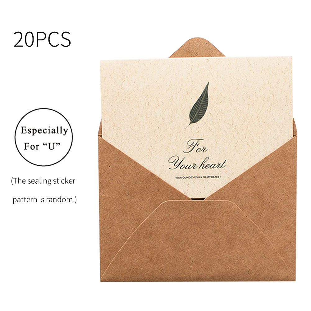 

20pcs Invitations Greeting Office With Folded Cardstock Birthday Brown Paper Envelopes Elegant Stationery Part DIY Retro Wedding
