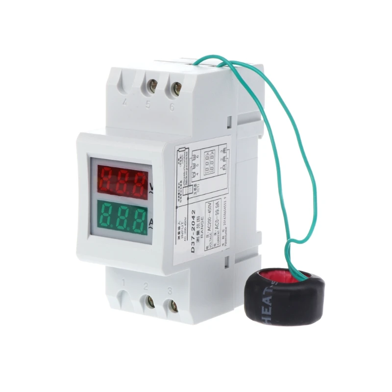 2P 36mm Din Rail Dual LED Voltage Current Meter Voltmeter Ammeter AC 80-300V 250-450V 0-100A C7AC | Инструменты