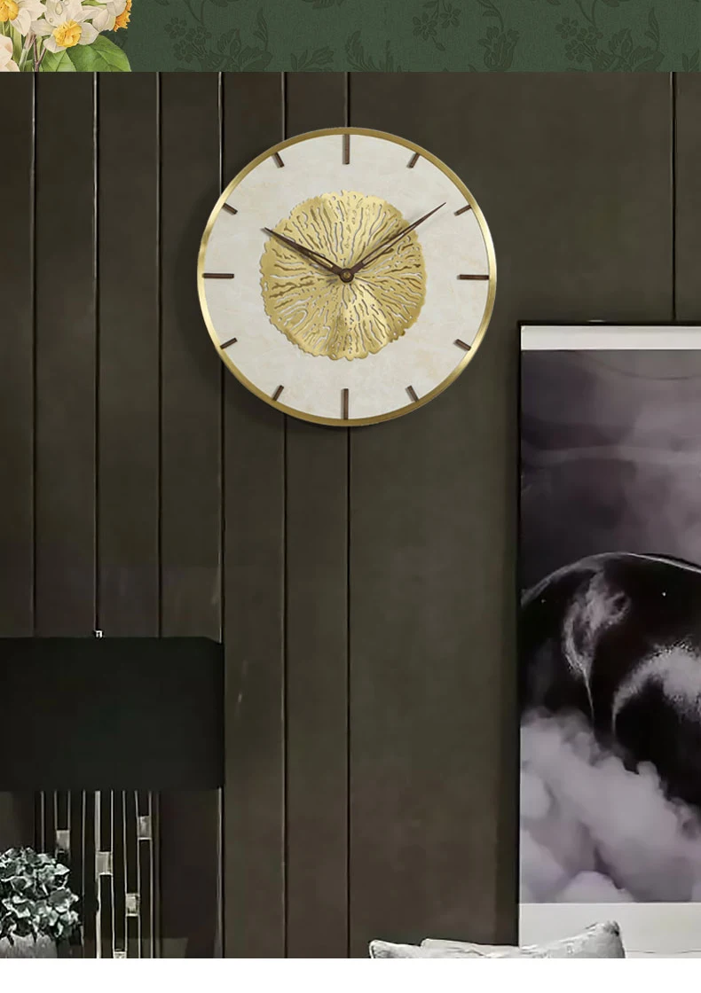 Nordic Luxury Marble Wall Clock Modern Design Atmospheric Style Living Room Decoration Hanging Watch Wall Clocks Home Decor