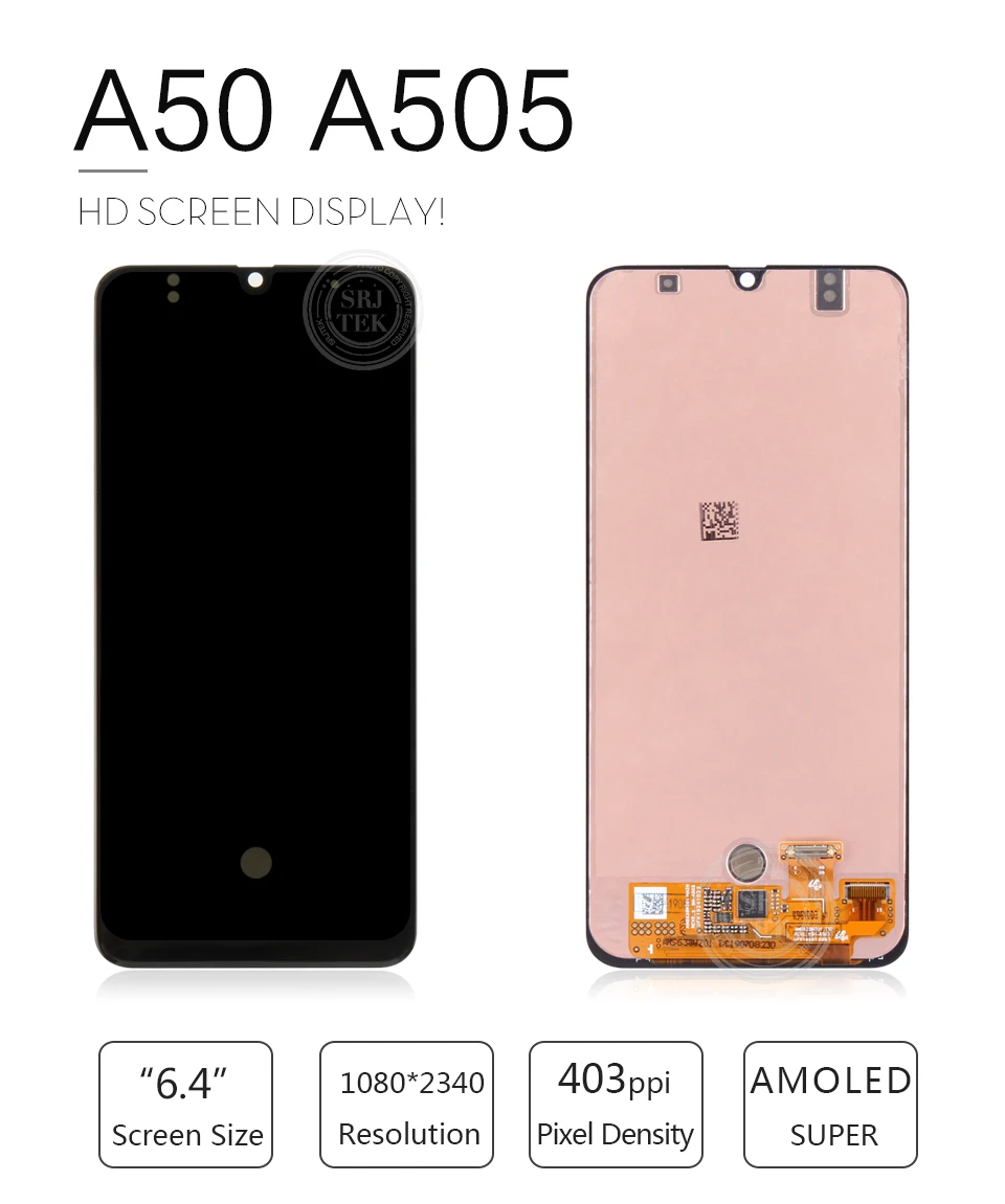 AMOLED экран для samsung Galaxy A50 ЖК сенсорный дигитайзер сенсор стекло в сборе для samsung A50 дисплей A505 рамка A505F A505FD