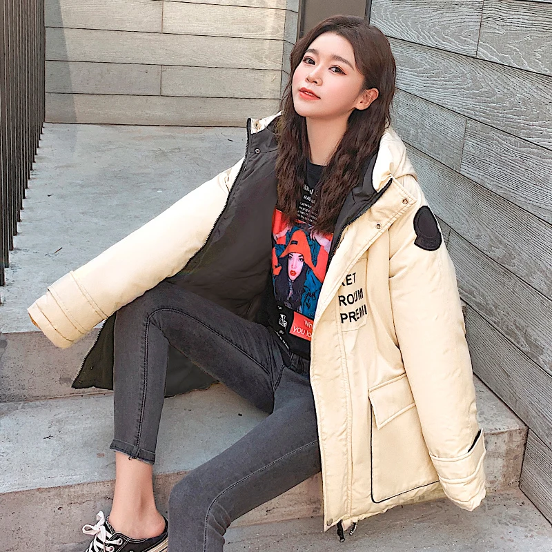 

Women Parkas 2019 Winter Long Coat Hooded Thick Cotton Warm Female Jacket Fashion Mid Long Wadded Coat Outwear