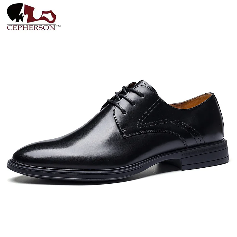 

2021Men Dress shoes Derbies Style Bright Surface Solid Genuine Leather Low Heel Rubber Spring Fall Popular Gentry Anglo-Americ