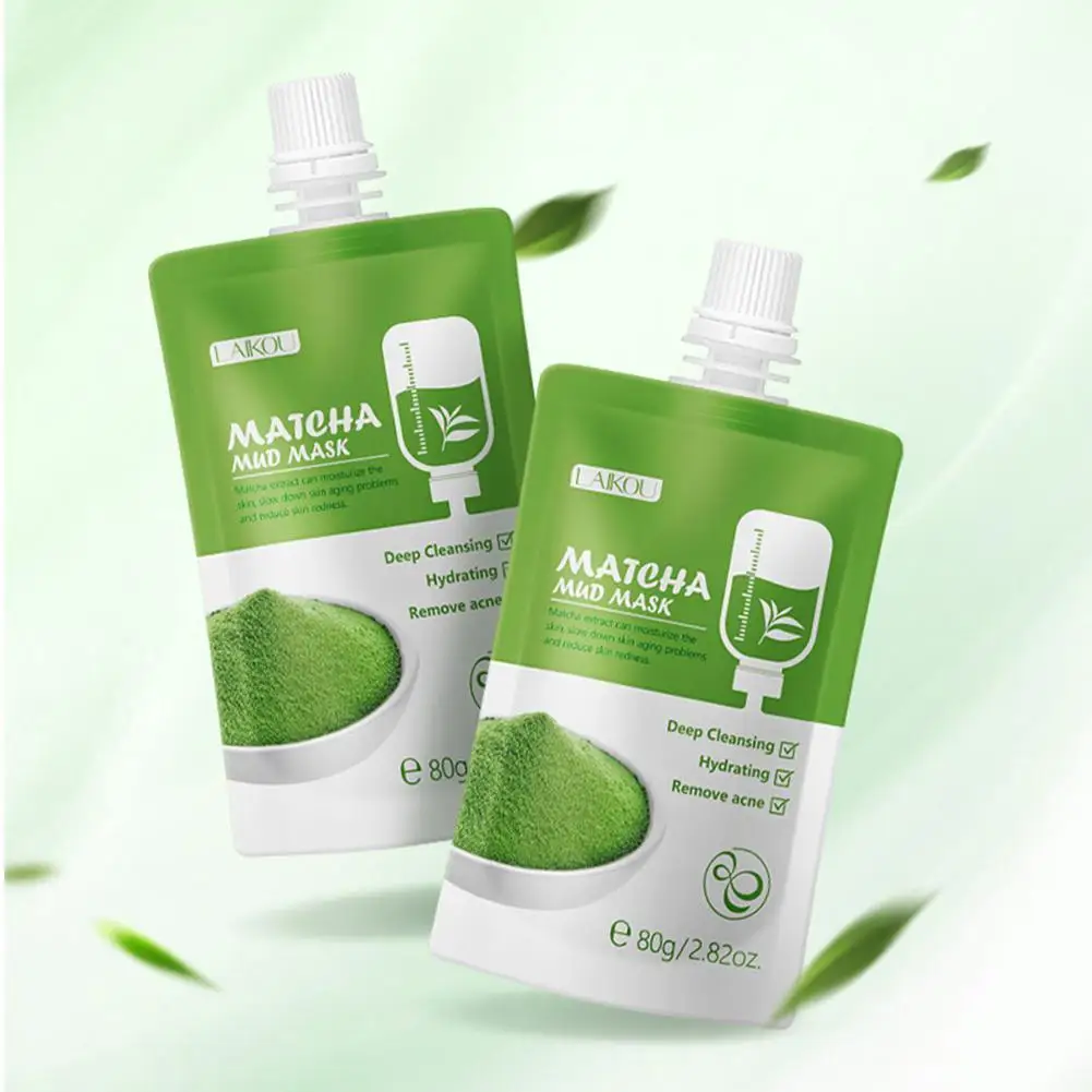

80g Matcha Green Clay Mask Deep Cleansing Hydrating Moisturize Smooth Skin Care Masks Acne Blackhead Treatment Whitening