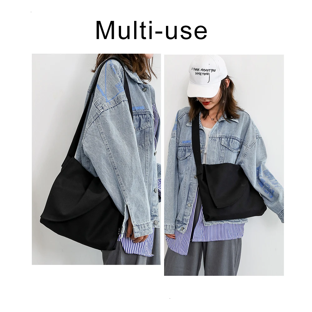 Женская холщовая сумка мессенджер TTOU однотонная Повседневная через плечо в