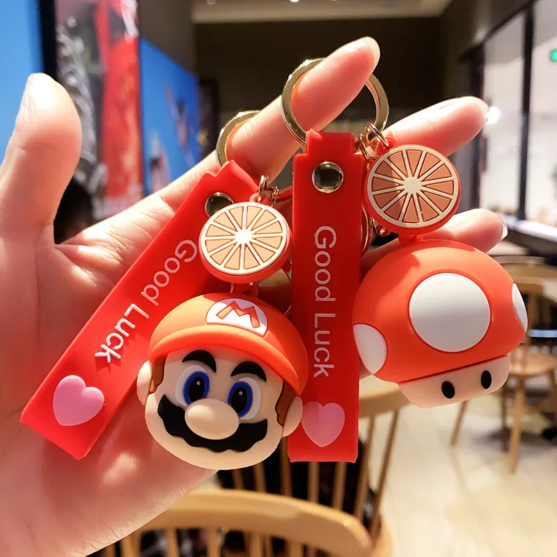 

Super Mario Keychain Car Bag Keychain Men and Women Korea Cute Mushroom Keyring Creative in-game Character Key Pendant Gifts