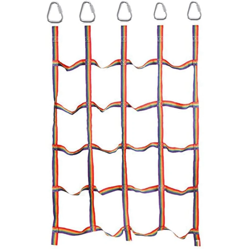 

Альпинистская сетка на открытом воздухе с радужным поясом и сеткой для физических упражнений, альпинистская сетка-детская повседневная сп...