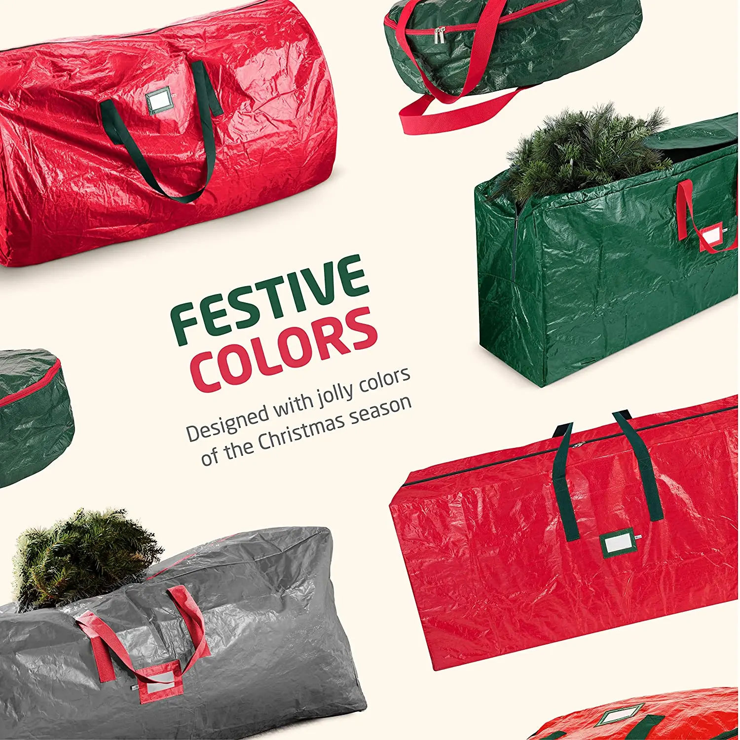 Bolsa de almacenamiento para &aacute;rbol de Navidad, contenedores grandes con asas y cremallera para &aacute;rbol Artificial de 9 pies, bolsa de almacenamiento para vacaciones de Navidad-4