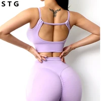 new high stretch yoga crop top sports wear for ladies gym shockproof running sport bra push up gym workout vest cloth