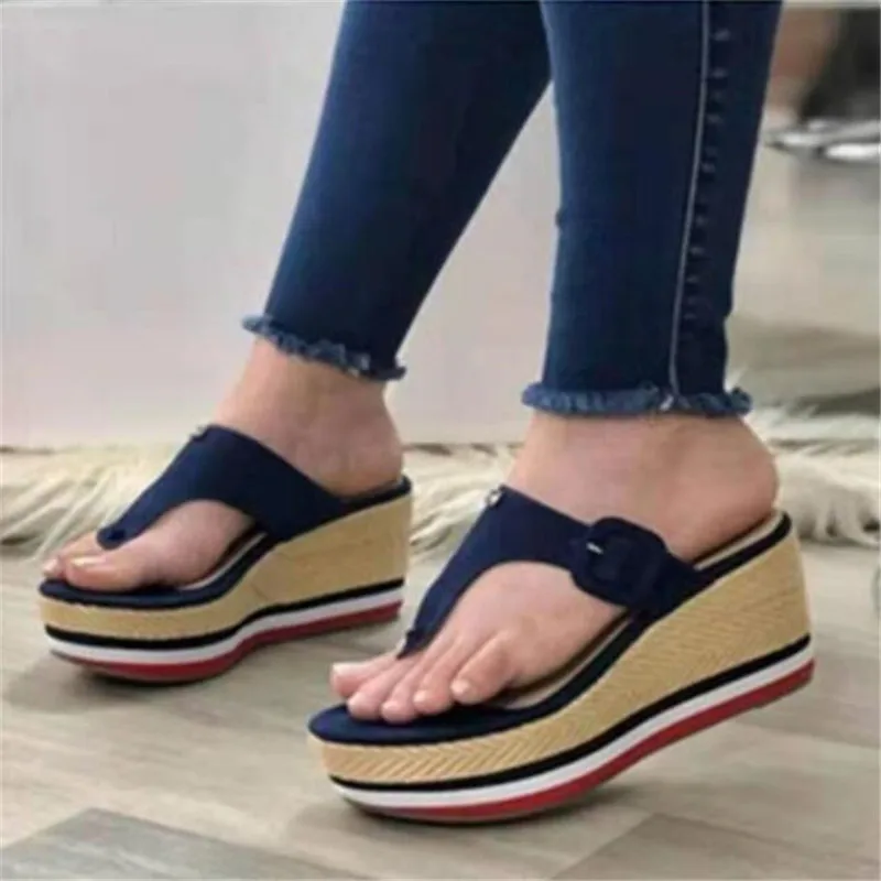 

Large size herringbone women's slippers summer casual flip flops women platform sandals fashion slides womens shoes beach shoes