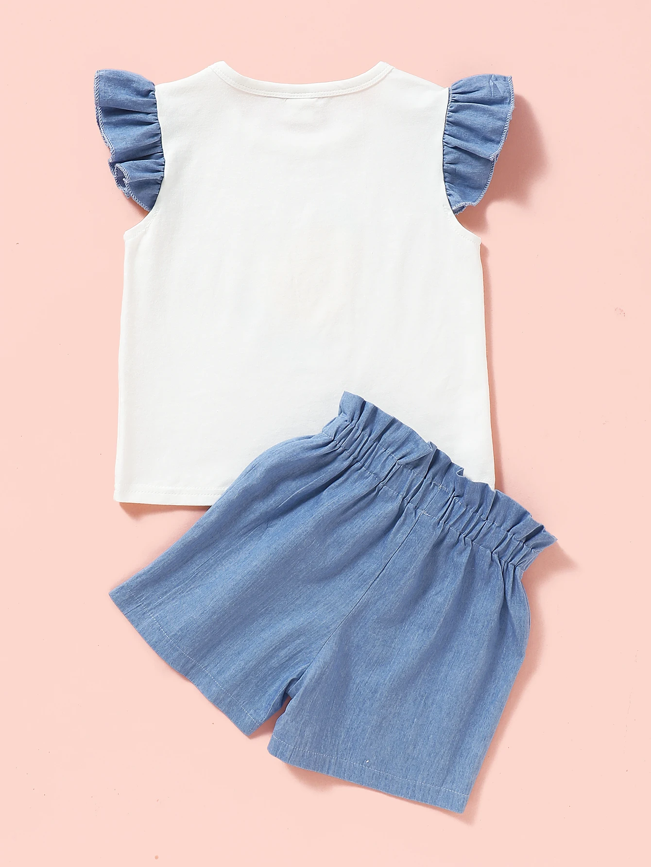 

Baby Girl Summer Clothes Set Sleeveless Top And Denim Blue Shorts Pants Free Shipping Toddler Girls Outfits Clothes Set
