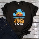 Футболка Aloha, новая летняя, повседневная, для Гавайских праздников, 2021, женская модная одежда, пляжный топ, белая, с круглым вырезом