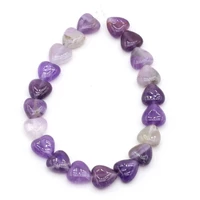 20pcs fashion heart shaped loose beads natural stone amethyst beaded for jewelry make diy necklace bracelets accessories gift