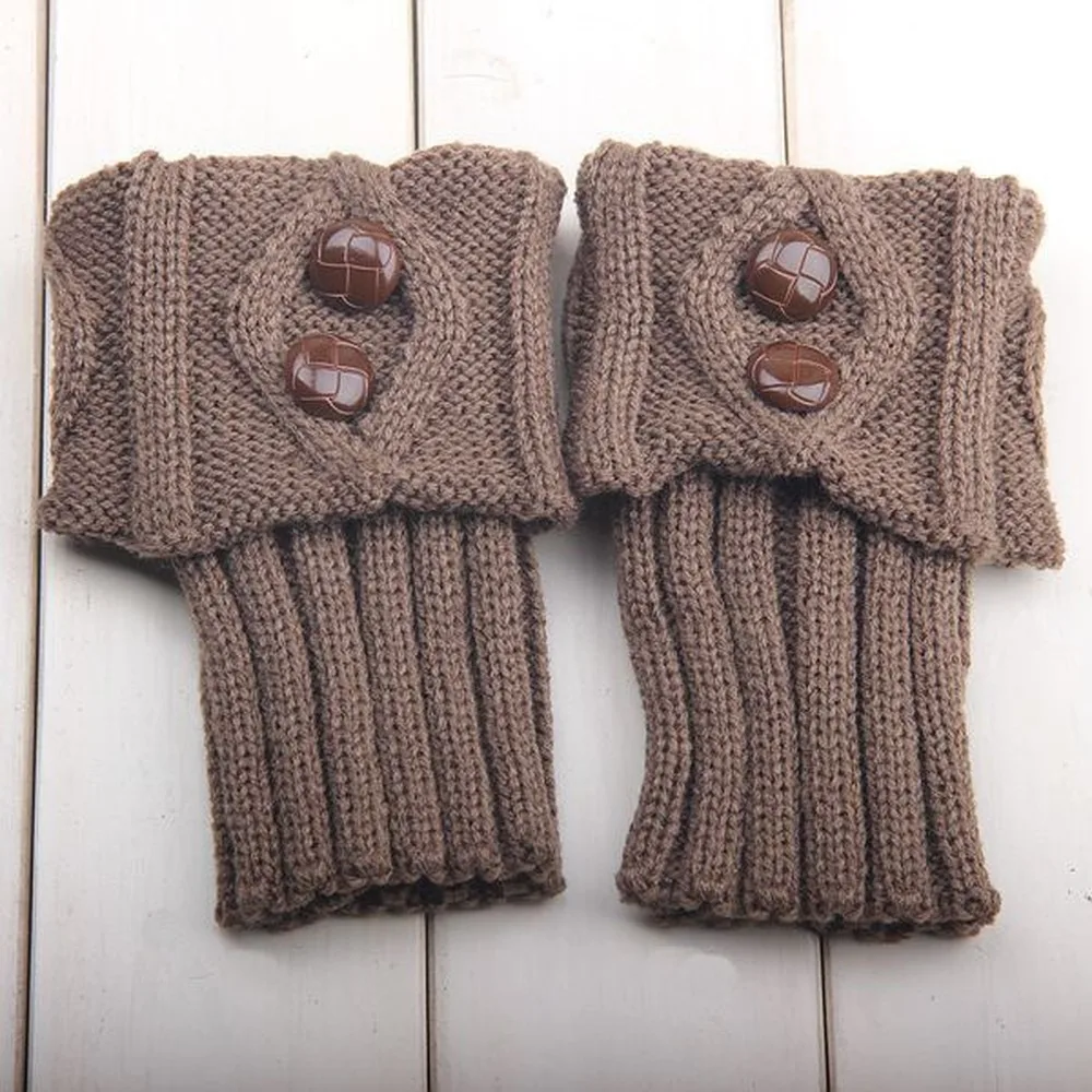 

18+8 cm Winter Short Rhombic Flap 2 Button Knitted Wool Socks Fashion Boot Cover and Foot Protection Cover Slouch Socks Women