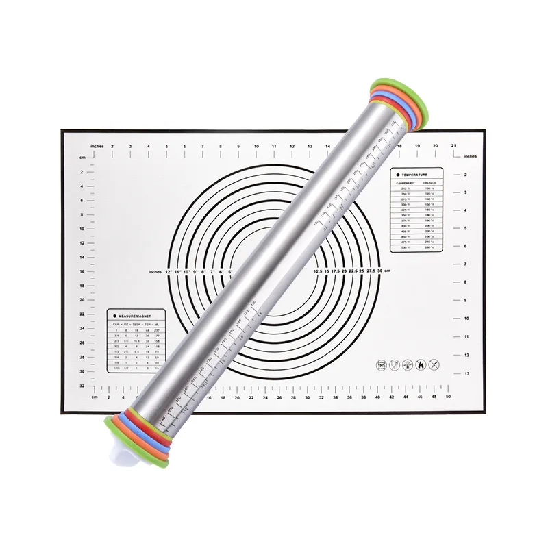 

17 Inch Stainless Steel Adjustable Thickness Rolling Pin Scale Rolling Pin Dough Material Kneading Tool Cooking Gadgets Reusable