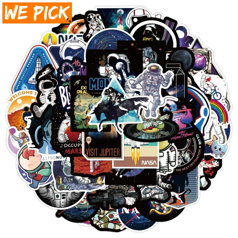

10/30/50PCS Outer Space Astronaut Graffiti Stickers Cartoon DIY Skateboard Fridge Motorcycle Luggage PVC Waterproof Sticker Toy