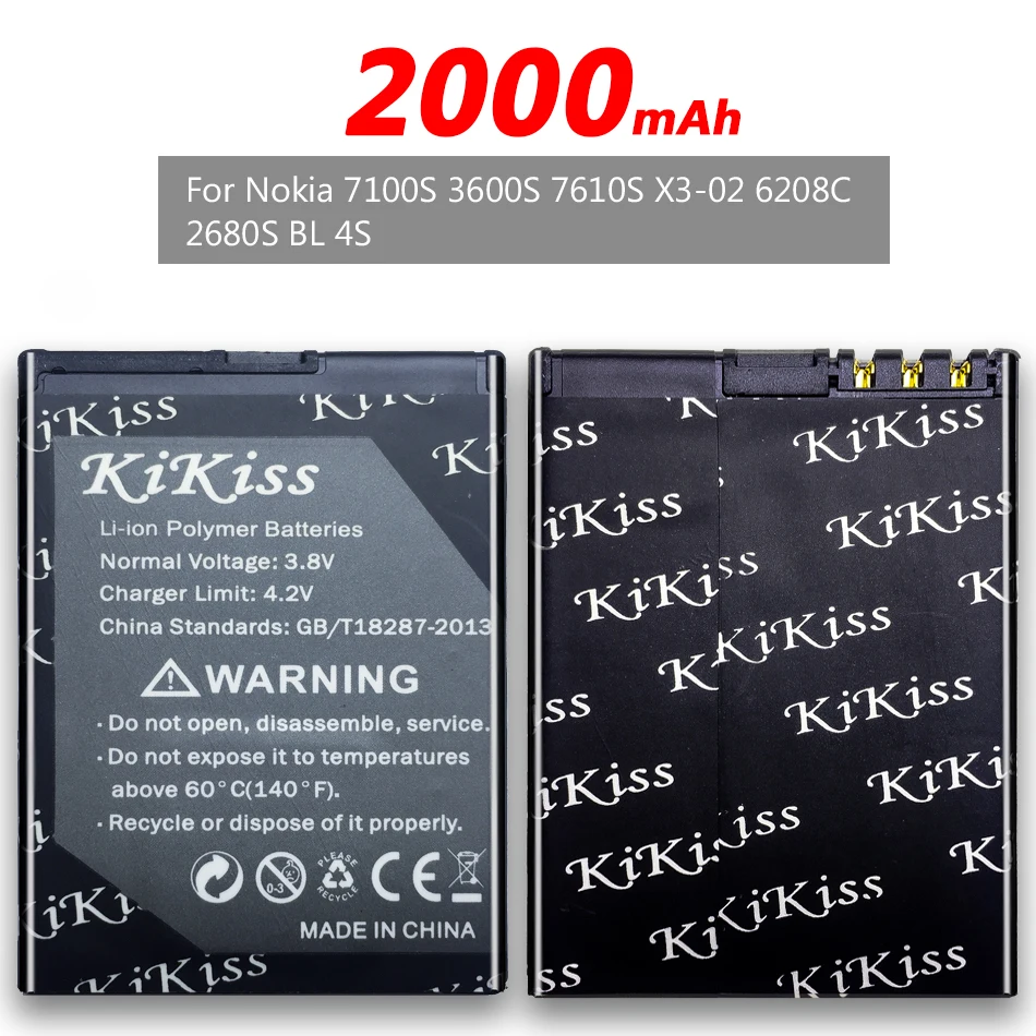 2000 мА/ч BL 4S аккумулятор телефона для Nokia 2680 слайд 3600 3710 раза 7020 7100 Supernova 7610 + номер