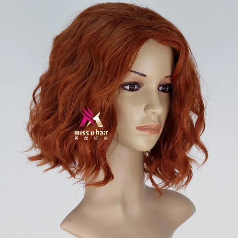 Halloween women Captain America Black Widow orange wig Scarlett Johansson wavy styled hair | Тематическая одежда и