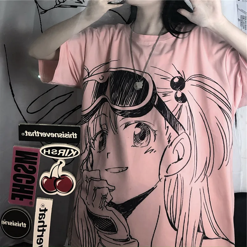 Женская футболка в стиле Харадзюку милые топы аниме нежная женская готическом