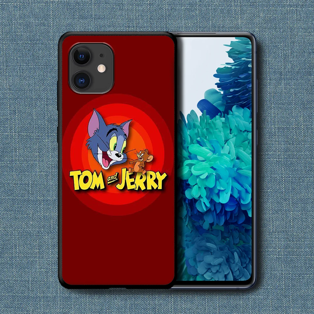 

Cat Tom Cartoon Mouse Jerry Phone Case For iPhone 4 4s 5 5S SE 5C 6 6S 7 8 Plus X XS XR 11 12 Mini Pro Max 2020 black Etui Trend