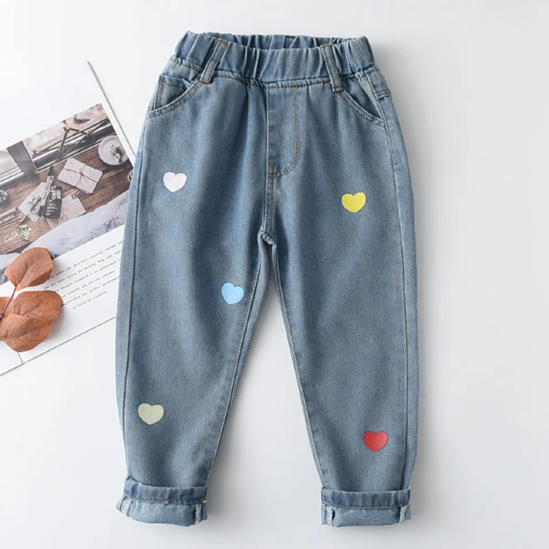 

Детские джинсы Keelorn, новинка на осень-весну, повседневные джинсы для девочек и мальчиков, свободные брюки, детские леггинсы с милым рисунком ...