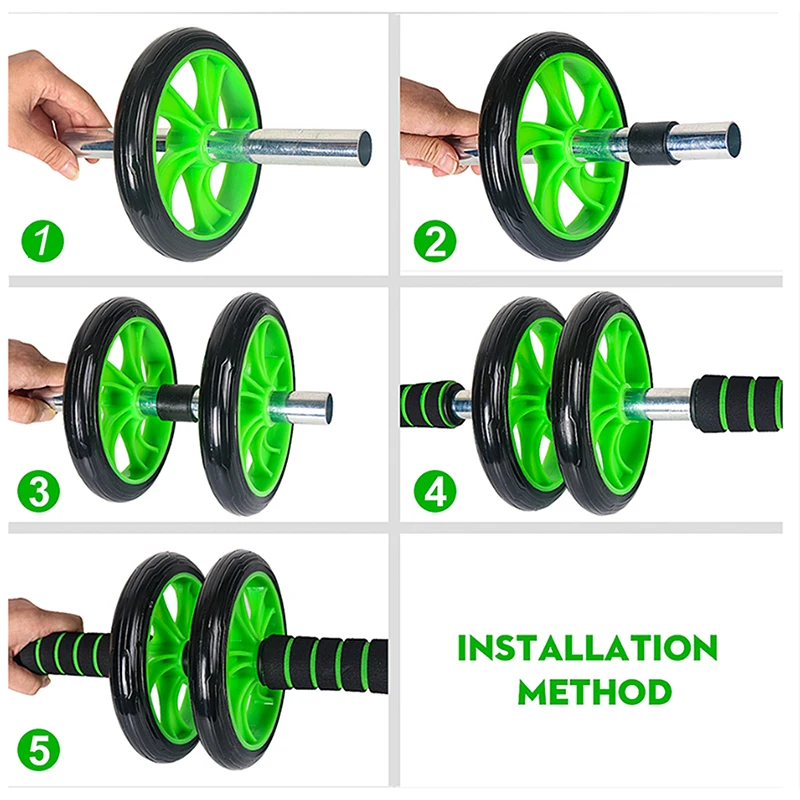 

High Quality Fitness Equipment Abdominal Fitness Device Roller Abdominal Exercise Roller Classic Double Wheel Foam Handle