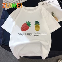women sunny and happy fruit graphic harajuk print t shirt tops 2020 summer fashion short sleeved t shirt girldrop ship