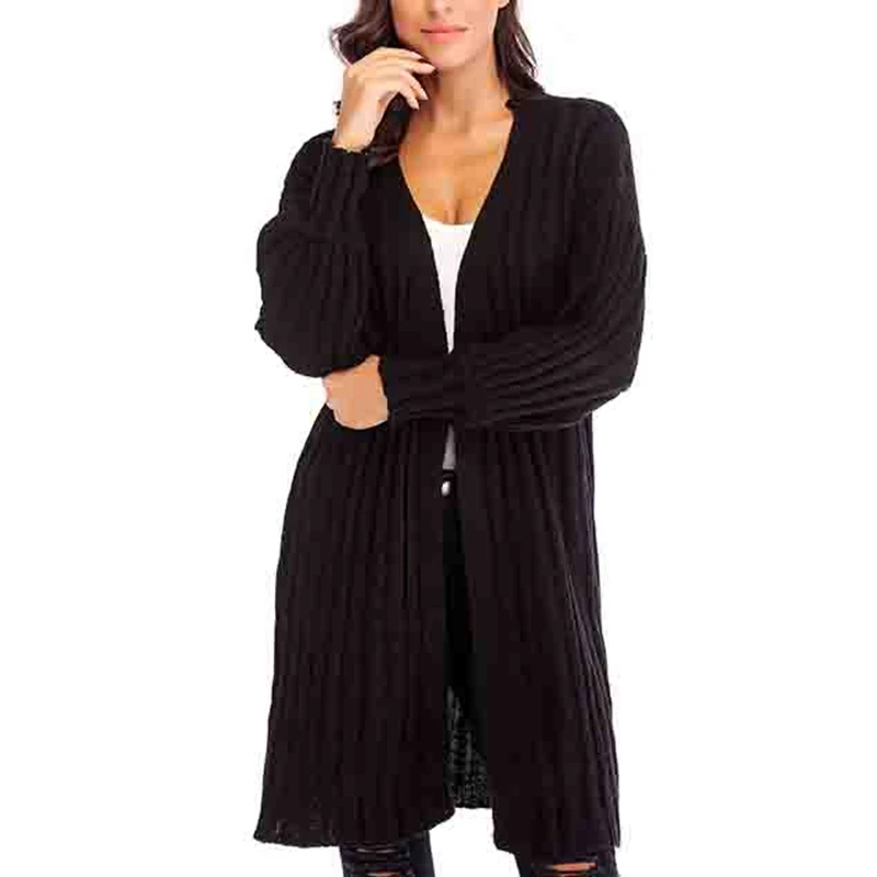 

Женская свободная куртка Kili средней длины с длинным рукавом, вязаный свитер, осенне-зимний Кардиган, Повседневная теплая куртка