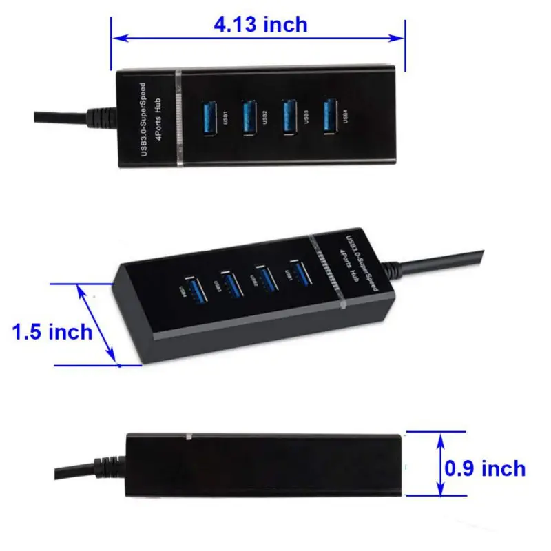 4 портовый концентратор USB 3 0 ультратонкий Высокоскоростной разветвитель Порт