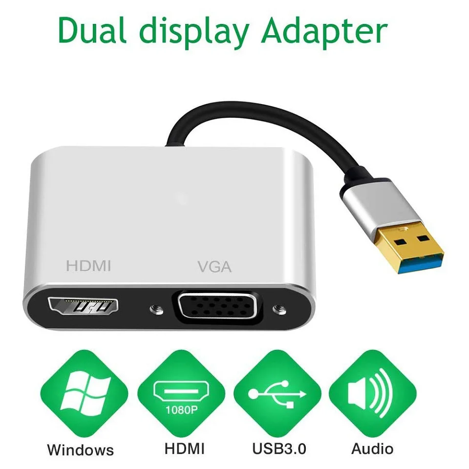 Адаптер USB 3 0-HDMI VGA с двойным дисплеем преобразователь в HDMI поддержкой 1080P выход