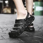 Брендовые мужские черные повседневные сандалии-сабо с ремешком; Лидер продаж; Летние пляжные шлепанцы; Пляжная обувь для плавания; Большие размеры 40-46