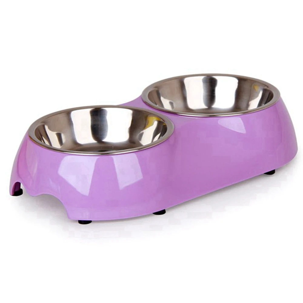 Меламиновая двойная миска для домашних животных из нержавеющей стали собак