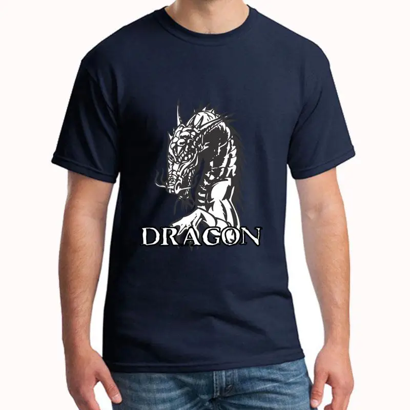 Винтажные белые футболки с изображением дракона большие размеры s 5xl крутая
