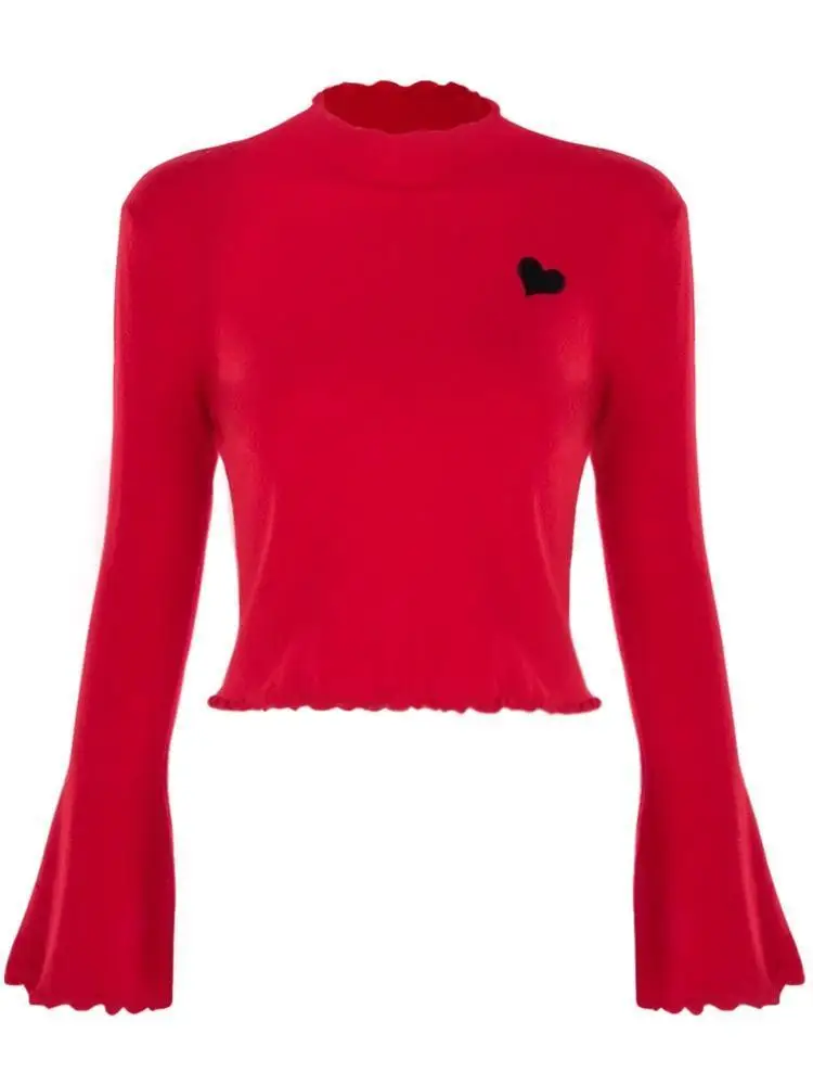 Женские расклешенные футболки с длинными рукавами и вышивкой в стиле панк PM-171TM |