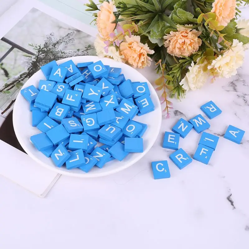 

100pcs Colorful Wooden Alphabet Lowercase Letters Scrabble Tiles Mixed Varnished Scrabbles Toy