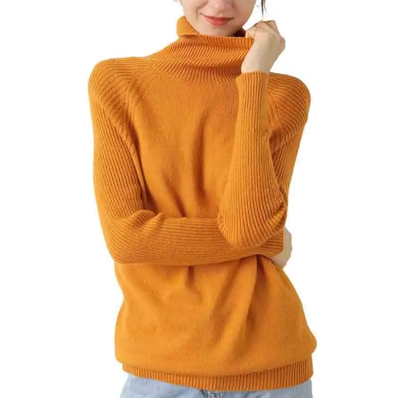 

SHZQ Merino Wool Cashmere Sweater Women Turtleneck Long Sleeves Autumn Winter Sweater Women's Knitting Jumper Female Pullover Sw
