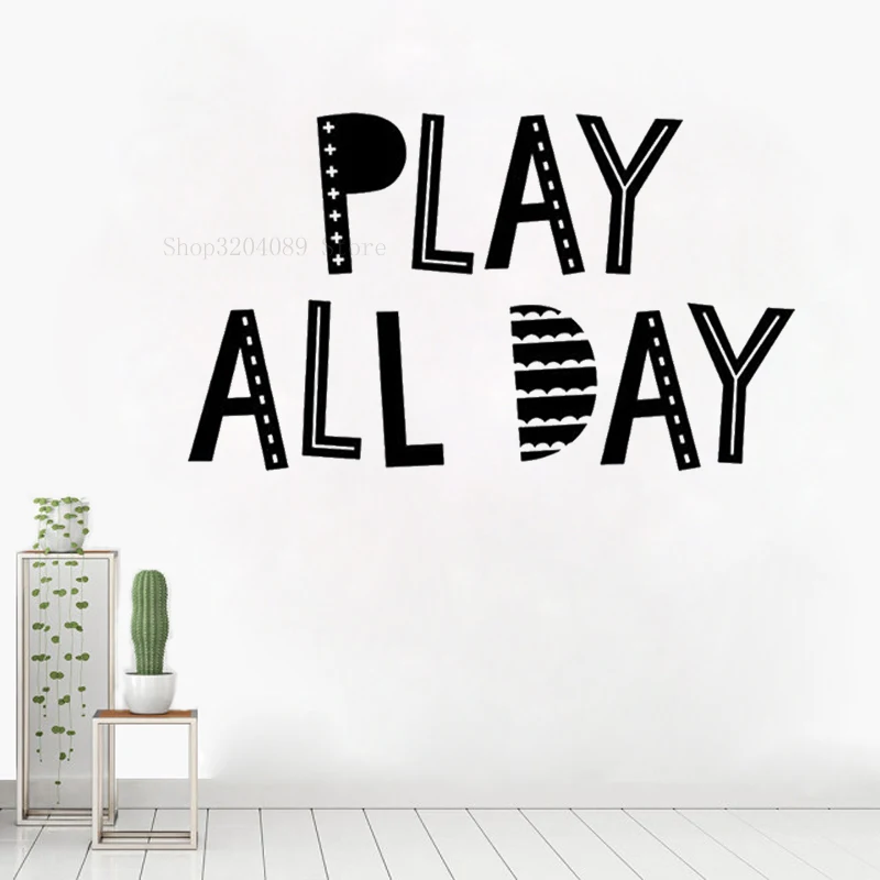 Весёлая игра на весь день Цитата Настенная Наклейка виниловая игровая комната