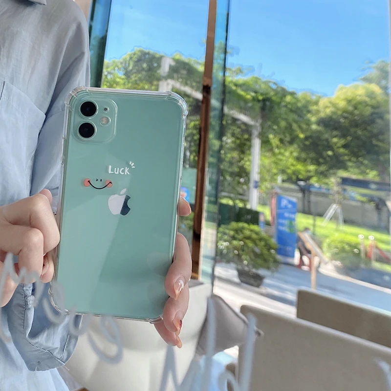Cute Smiley Letter Clear Phone Case For iPhone 12 11 Pro XS Max Mini X XR 7 8 Plus SE 2020 Transparent Silicone ShockProof Cover